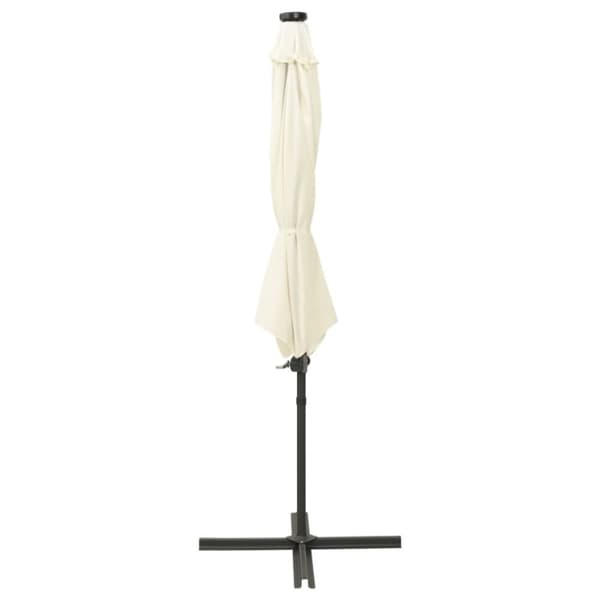 The Living Store Riippuva aurinkovarjo tangolla ja LED-valoilla hiekka 300 cm - Päivän- & aurinkovarjot