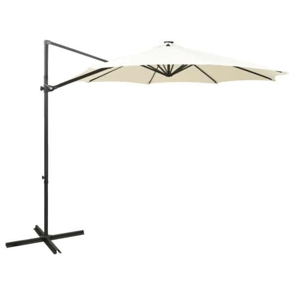 The Living Store Riippuva aurinkovarjo tangolla ja LED-valoilla hiekka 300 cm - Päivän- & aurinkovarjot