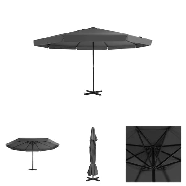 The Living Store Aurinkovarjo alumiinitanko 500 cm antrasiitti - Päivän- & aurinkovarjot