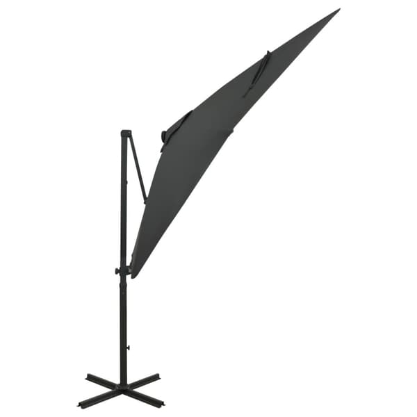 The Living Store hængeparasol med stang + LED-lys 250 cm antracitgrå - Parasoller og solskærme