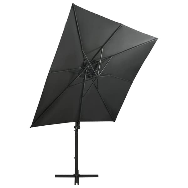 The Living Store hængeparasol med stang + LED-lys 250 cm antracitgrå - Parasoller og solskærme