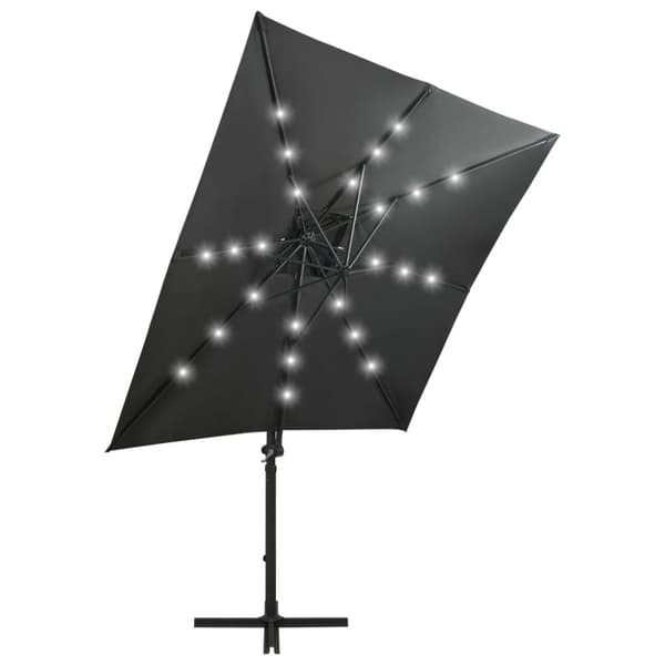 The Living Store hængeparasol med stang + LED-lys 250 cm antracitgrå - Parasoller og solskærme