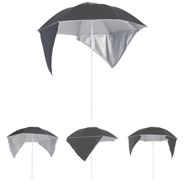 The Living Store Strandparasoll med sidoväggar antracit 215 cm -  Parasoll & solskydd