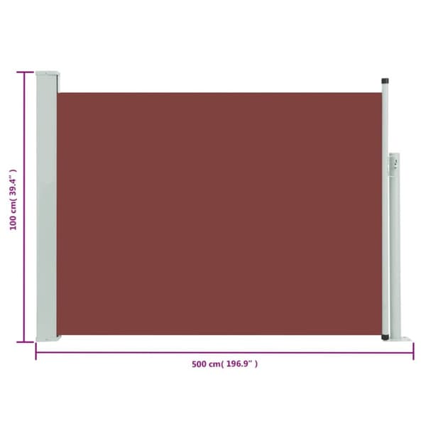 The Living Store Infällbar sidomarkis 100x500 cm brun - Parasoll & solskydd