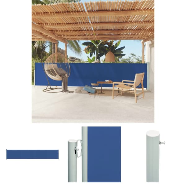 The Living Store sammenrullelig sidemarkise til terrassen 117x600 cm blå -  Parasoller og solskærme