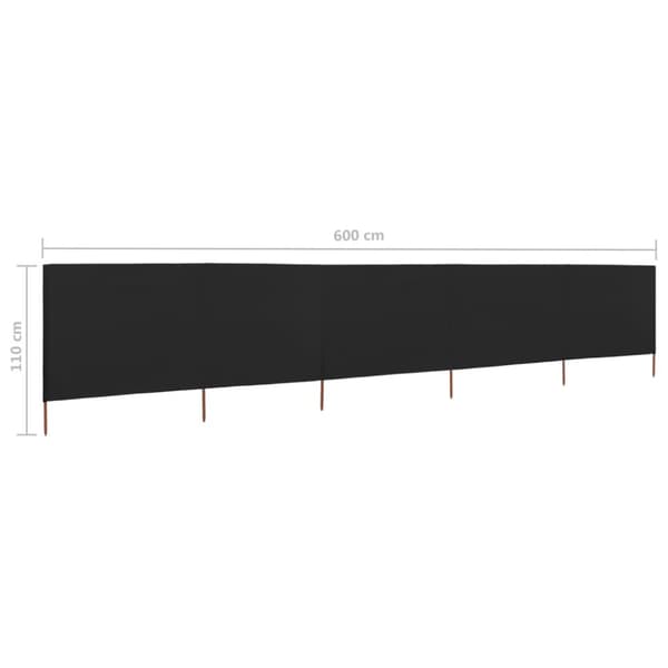The Living Store 5-panels læsejl 600x80 cm stof sort - Parasoller og solskærme