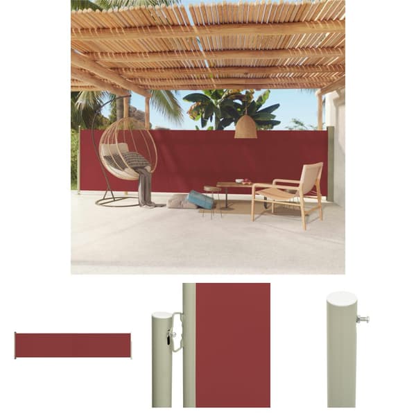 The Living Store sammenrullelig sidemarkise til terrassen 140x600 cm rød -  Parasoller og solskærme