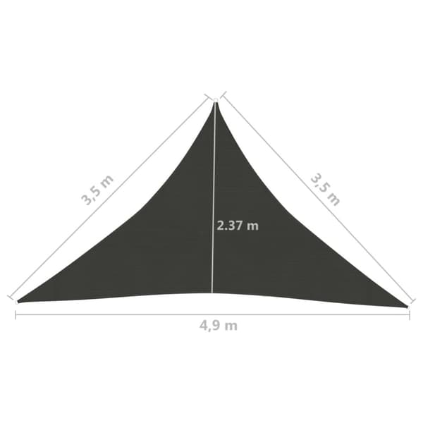 The Living Store Solsegel 160 g/m² antracit 3,5x3,5x4,9 m HDPE - Parasoll & solskydd