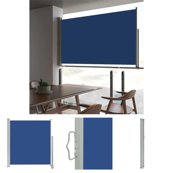 The Living Store sammenrullelig sidemarkise til terrassen 140 x 300 cm blå -  Parasoller og solskærme