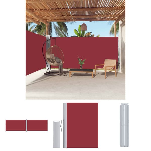 The Living Store Infällbar sidomarkis 180x600 cm röd -  Parasoll & solskydd