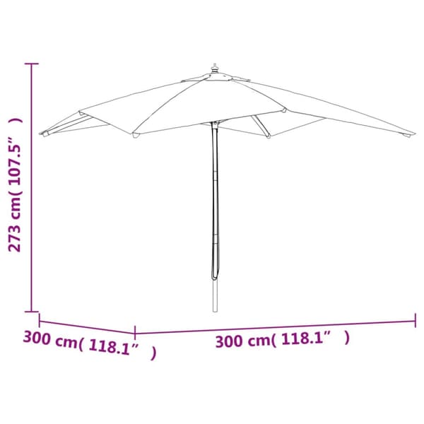 The Living Store Parasoll med trästång 300x300x273 cm grön - Parasoll & solskydd
