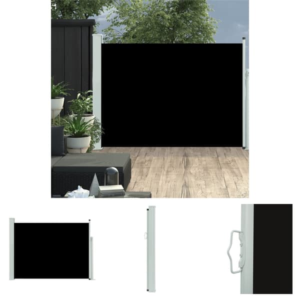 The Living Store Sisäänvedettävä terassin sivumarkiisi 100x500 cm musta -  Päivän- & aurinkovarjot