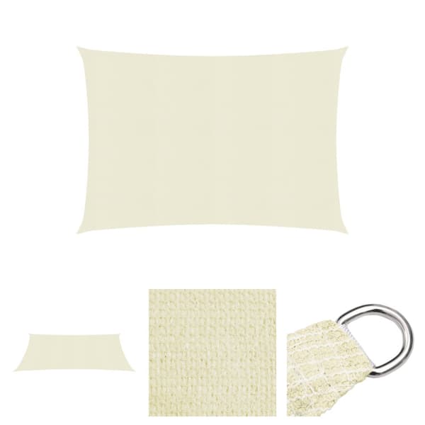 The Living Store Solsegel 160 g/m² gräddvit 2x2,5 m HDPE - Parasoll & solskydd