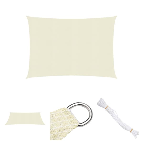 The Living Store Solsegel 160 g/m² gräddvit 2,5x3,5 m HDPE - Parasoll & solskydd