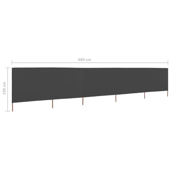 The Living Store Vindskydd 5 paneler tyg 600x160 cm antracit - Parasoll & solskydd