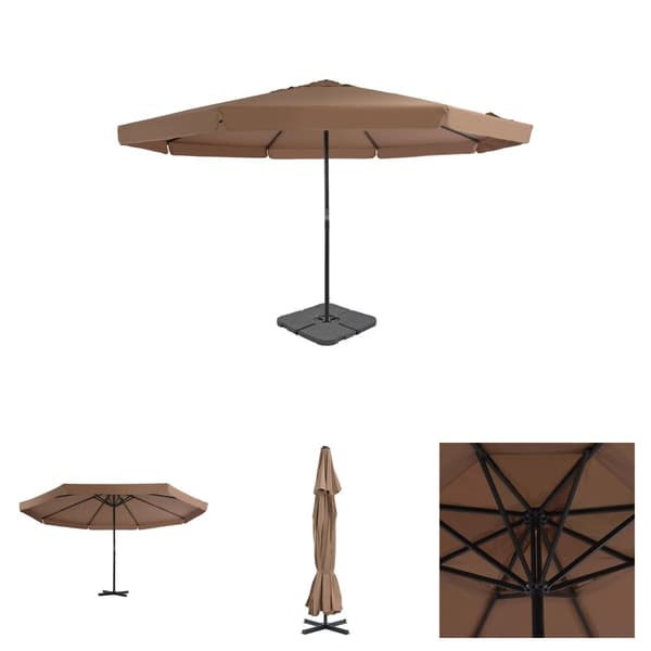 The Living Store Parasoll med portabel bas taupe - Parasoll & solskydd
