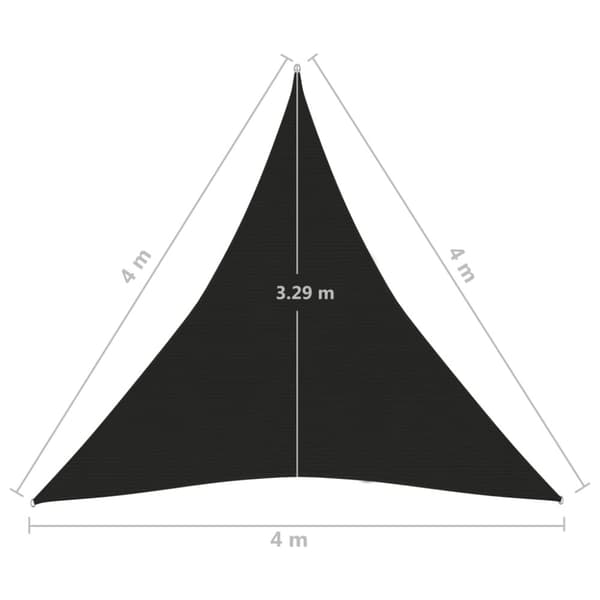 The Living Store solsejl 4x4x4 m 160 g/m² HDPE sort -  Parasoller og solskærme