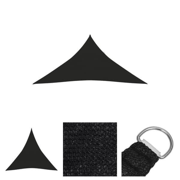 The Living Store solsejl 4x4x4 m 160 g/m² HDPE sort -  Parasoller og solskærme