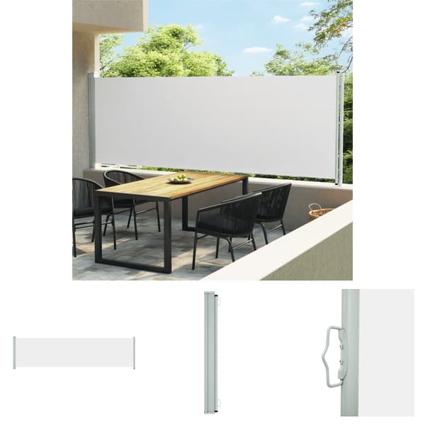 The Living Store Sisäänvedettävä terassin sivumarkiisi 160x600 cm kerma -  Päivän- & aurinkovarjot