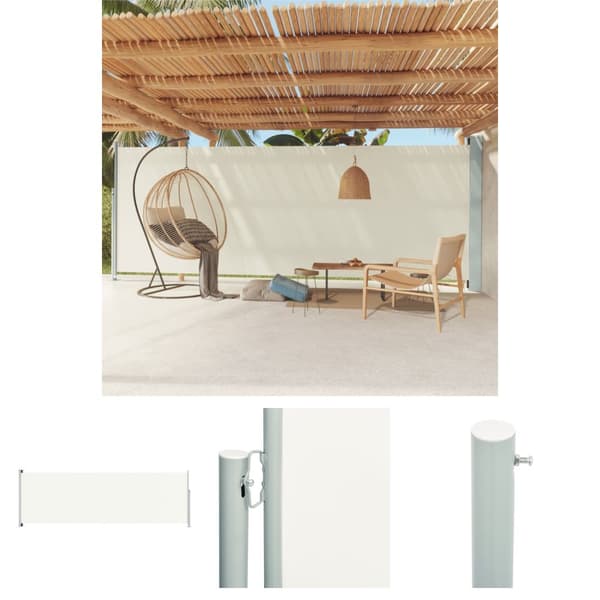 The Living Store Terassin sisäänvedettävä sivumarkiisi 200x600 cm kerma - Päivän- & aurinkovarjot
