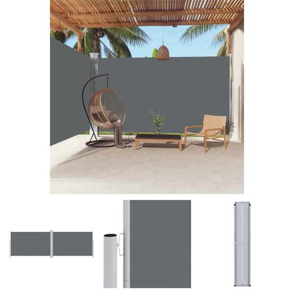 The Living Store Infällbar sidomarkis 220x600 cm antracit -  Parasoll & solskydd