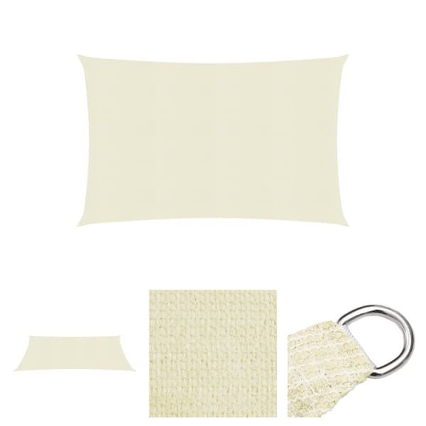 The Living Store Solsegel 160 g/m² gräddvit 2x3,5 m HDPE - Parasoll & solskydd