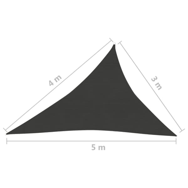 The Living Store solsejl 3x4x5 m 160 g/m² HDPE sort -  Parasoller og solskærme