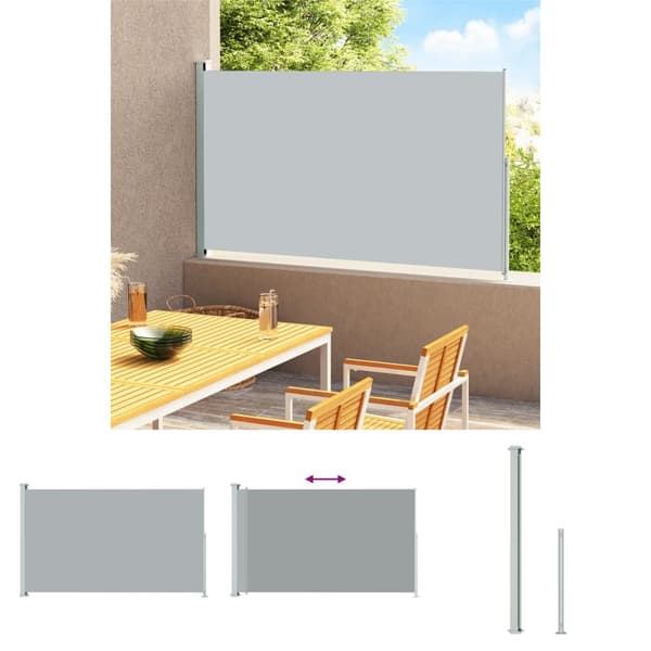 The Living Store sammenrullelig sidemarkise til terrassen 220x300 cm grå -  Parasoller og solskærme