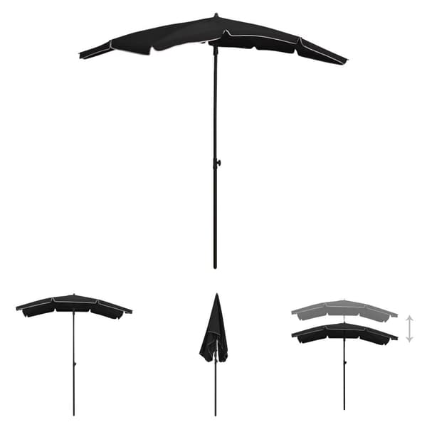 The Living Store Parasoll med stång 200x130 cm svart - Parasoll & solskydd