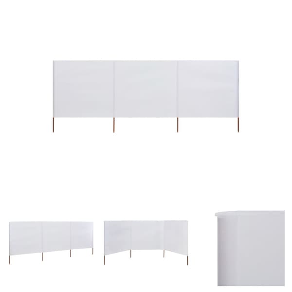 The Living Store Vindskydd 3 paneler tyg 400x80 cm sandvit - Parasoll & solskydd