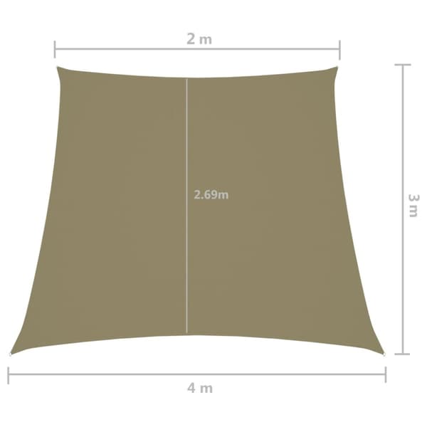 The Living Store Aurinkopurje Oxford-kangas puolisuunnikas 2/4x3 m beige - Päivän- & aurinkovarjot