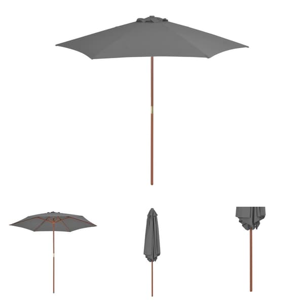 The Living Store Trädgårdsparasoll med trästång 270 cm antracit - Parasoll & solskydd