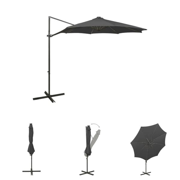 The Living Store Riippuva aurinkovarjo tangolla ja LED-valoilla antras. 300 cm -  Päivän- & aurinkovarjot