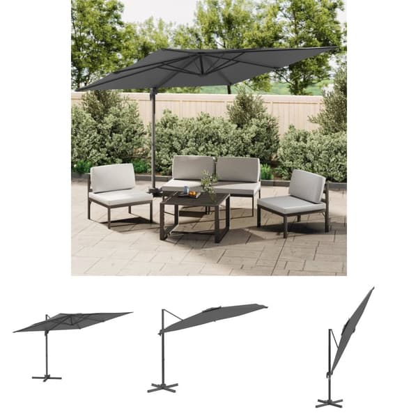 The Living Store Frihängande parasoll med aluminiumstång antracit 300x300 cm - Parasoll & solskydd