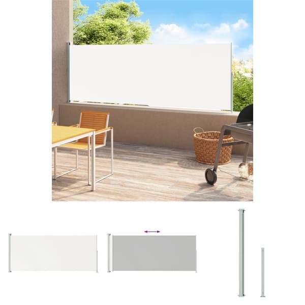 The Living Store Infällbar sidomarkis 180x500 cm gräddvit -  Parasoll & solskydd