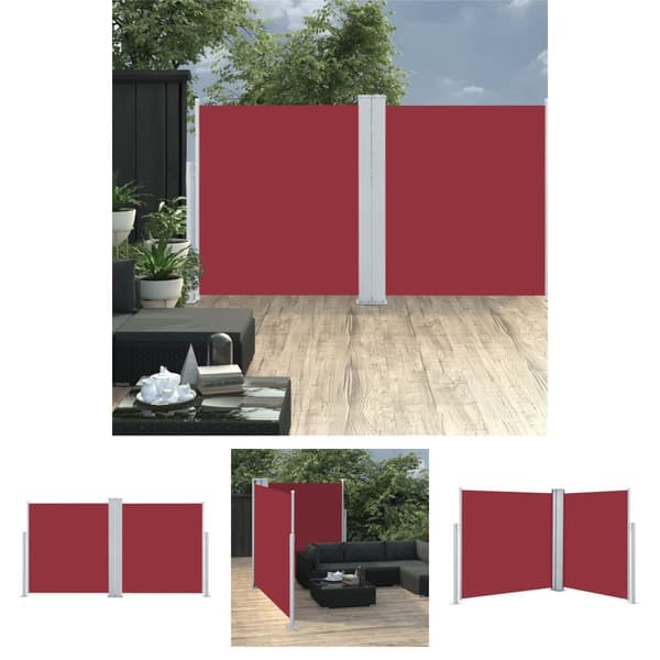 The Living Store sammenrullelig sidemarkise 160 x 600 cm rød - Parasoller og solskærme