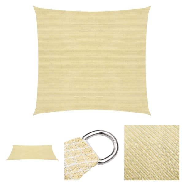 The Living Store Solsegel 160 g/m² beige 4,5x4,5 m HDPE - Parasoll & solskydd