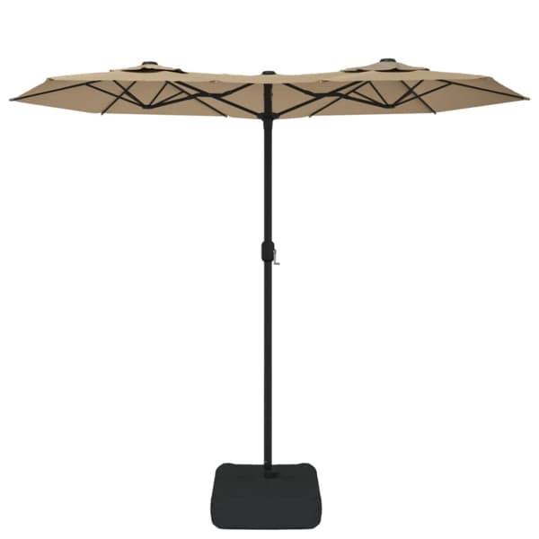 The Living Store Kaksipäinen aurinkovarjo LED-valot taupe 316x240 cm - Päivän- & aurinkovarjot