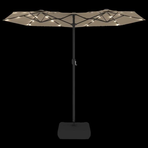 The Living Store Kaksipäinen aurinkovarjo LED-valot taupe 316x240 cm - Päivän- & aurinkovarjot