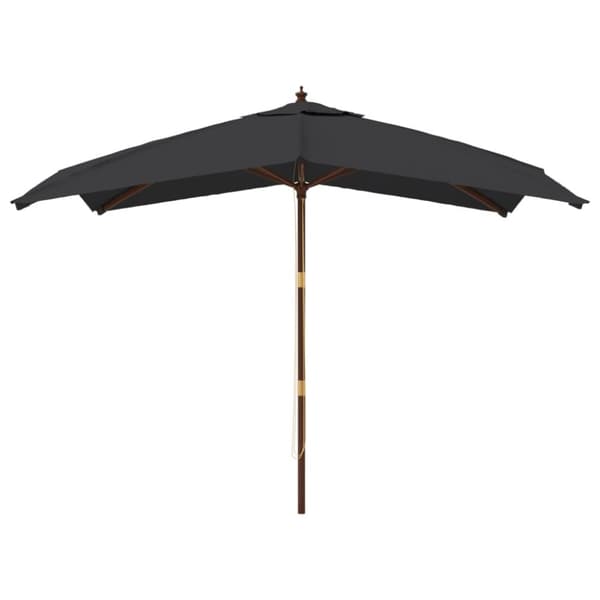 The Living Store haveparasol med træstang 300x300x273 cm sort - Parasoller og solskærme
