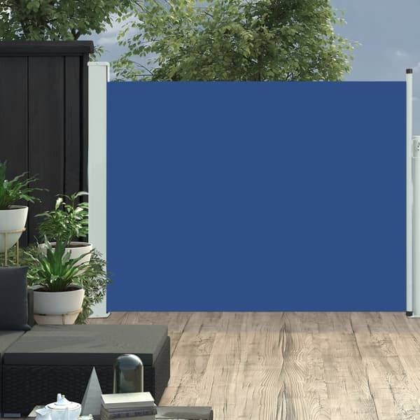 The Living Store Sisäänvedettävä terassin sivumarkiisi 140x500 cm sininen - Päivän- & aurinkovarjot