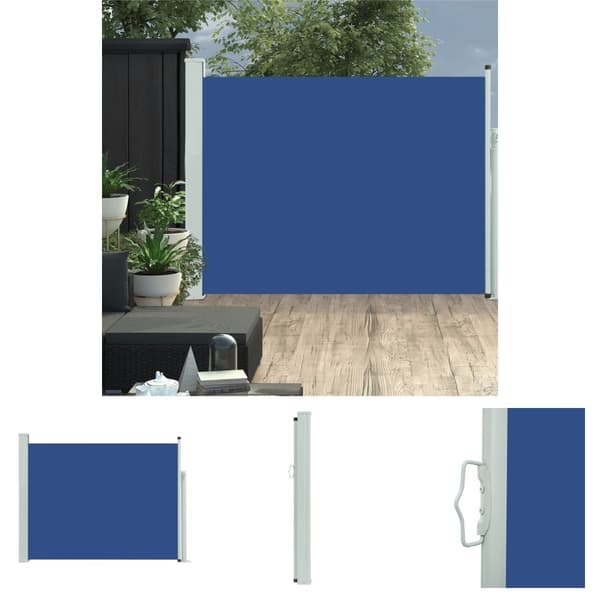 The Living Store Sisäänvedettävä terassin sivumarkiisi 140x500 cm sininen - Päivän- & aurinkovarjot