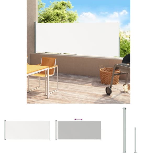 The Living Store Sisäänvedettävä terassin sivumarkiisi 200x500 cm kerma - Päivän- & aurinkovarjot