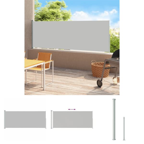 The Living Store Sisäänvedettävä terassin sivumarkiisi 220x500 cm harmaa -  Päivän- & aurinkovarjot