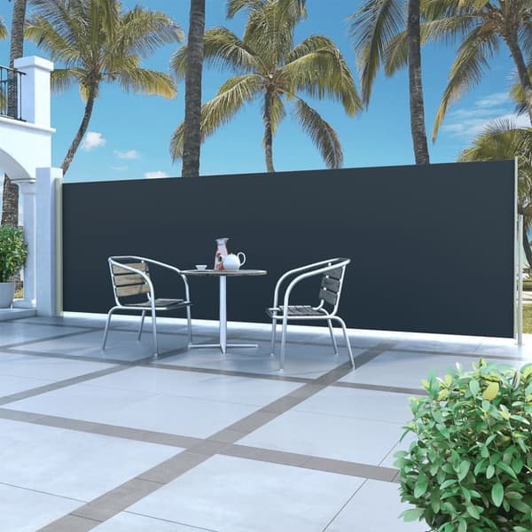 The Living Store Infällbar sidomarkis 160 x 500 cm svart -  Parasoll & solskydd