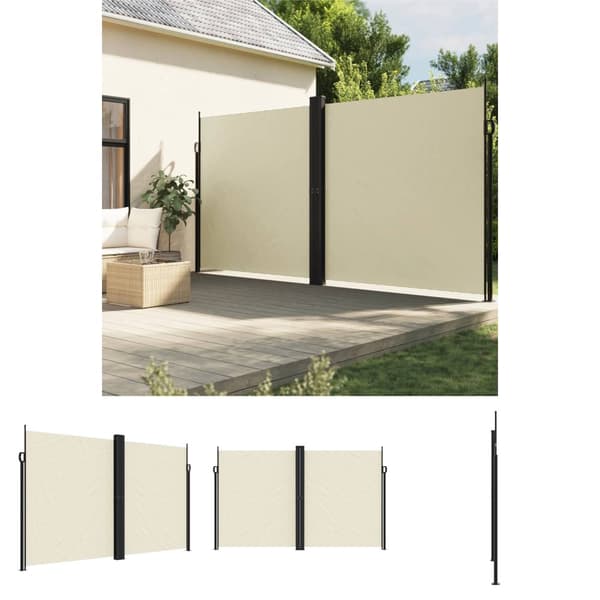 The Living Store Infällbar sidomarkis 200x600 cm gräddvit -  Parasoll & solskydd