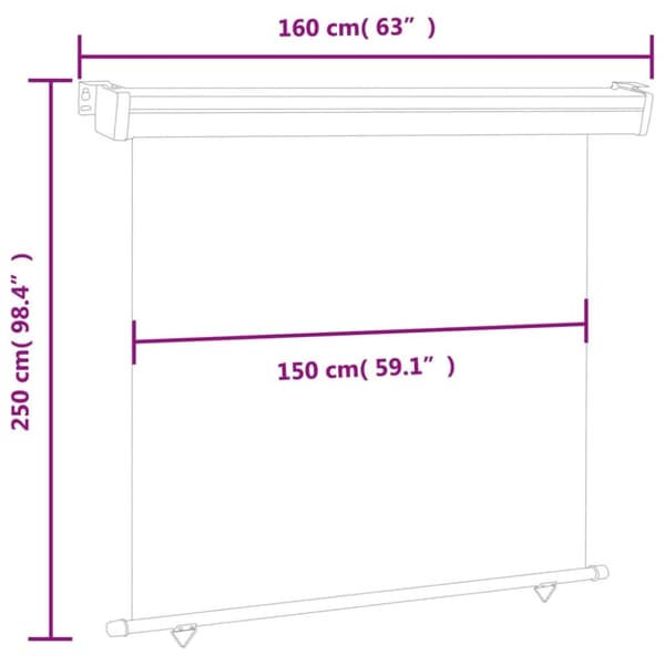 The Living Store sidemarkise til altan 160x250 cm sort -  Parasoller og solskærme