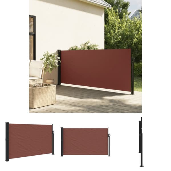 The Living Store Infällbar sidomarkis brun 120x600 cm - Parasoll & solskydd