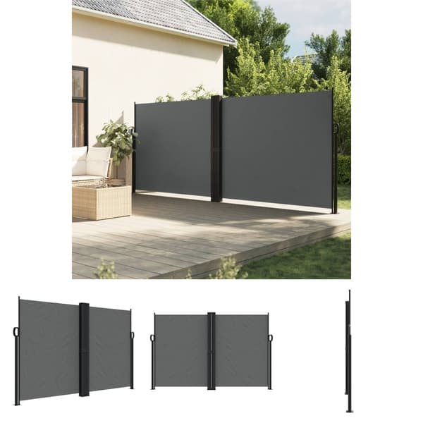 The Living Store sidemarkise 160x1000 cm sammenrullelig antracitgrå -  Parasoller og solskærme