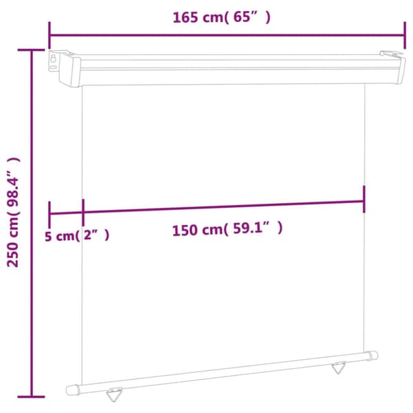 The Living Store sidemarkise til altan 160x250 cm grå -  Parasoller og solskærme